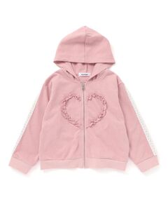 SLAP SLIP / スラップ スリップ パーカー | 【お揃い/UVカット】レースライン袖フリルハートジップアップフーディー(80~130cm)