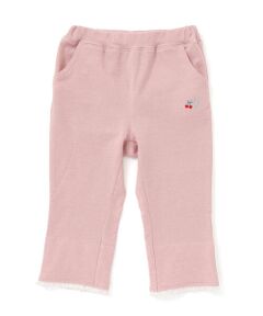 SLAP SLIP / スラップ スリップ ショート・ハーフ・半端丈パンツ | イチゴチェリーお花チェック折り返し裾プリントデニム風ツイルニット7分丈パンツ(80~130cm)