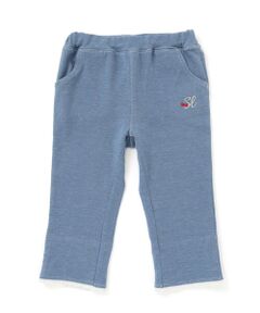 SLAP SLIP / スラップ スリップ ショート・ハーフ・半端丈パンツ | イチゴチェリーお花チェック折り返し裾プリントデニム風ツイルニット7分丈パンツ(80~130cm)