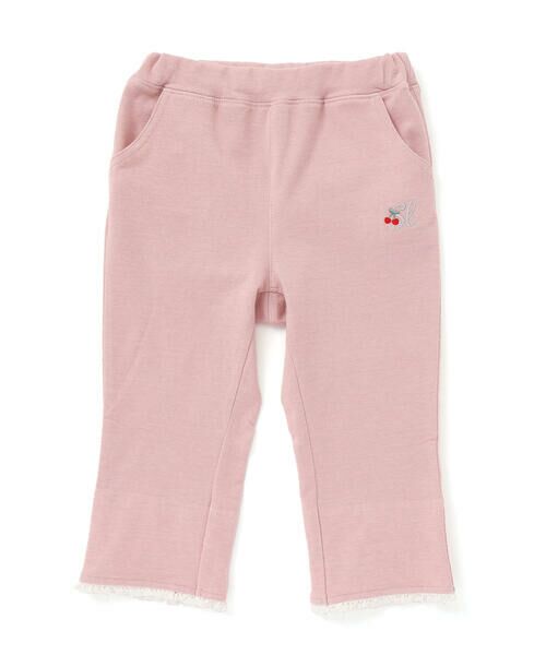 SLAP SLIP / スラップ スリップ ショート・ハーフ・半端丈パンツ | イチゴチェリーお花チェック折り返し裾プリントデニム風ツイルニット7分丈パンツ(80~130cm) | 詳細1