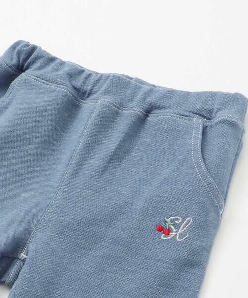 SLAP SLIP / スラップ スリップ ショート・ハーフ・半端丈パンツ | イチゴチェリーお花チェック折り返し裾プリントデニム風ツイルニット7分丈パンツ(80~130cm) | 詳細6