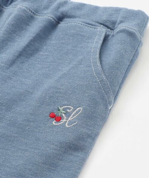 SLAP SLIP / スラップ スリップ ショート・ハーフ・半端丈パンツ | イチゴチェリーお花チェック折り返し裾プリントデニム風ツイルニット7分丈パンツ(80~130cm) | 詳細7