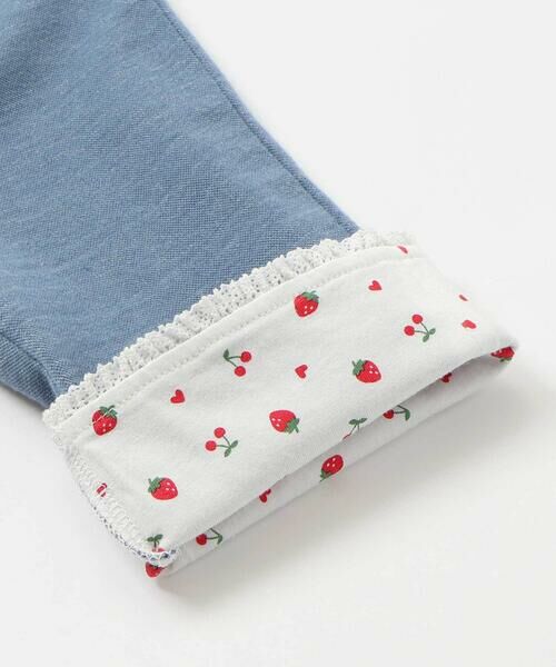 SLAP SLIP / スラップ スリップ ショート・ハーフ・半端丈パンツ | イチゴチェリーお花チェック折り返し裾プリントデニム風ツイルニット7分丈パンツ(80~130cm) | 詳細10