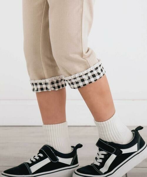 SLAP SLIP / スラップ スリップ ショート・ハーフ・半端丈パンツ | イチゴチェリーお花チェック折り返し裾プリントデニム風ツイルニット7分丈パンツ(80~130cm) | 詳細15