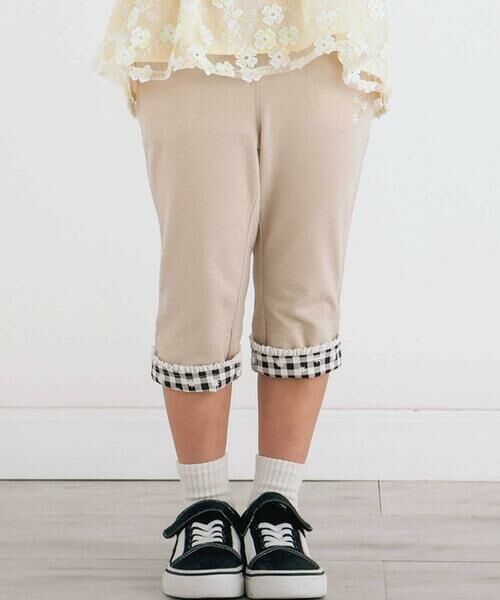 SLAP SLIP / スラップ スリップ ショート・ハーフ・半端丈パンツ | イチゴチェリーお花チェック折り返し裾プリントデニム風ツイルニット7分丈パンツ(80~130cm) | 詳細16