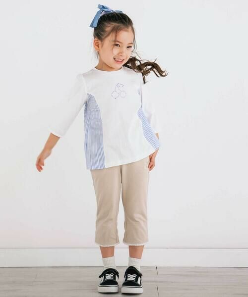 SLAP SLIP / スラップ スリップ ショート・ハーフ・半端丈パンツ | イチゴチェリーお花チェック折り返し裾プリントデニム風ツイルニット7分丈パンツ(80~130cm) | 詳細17