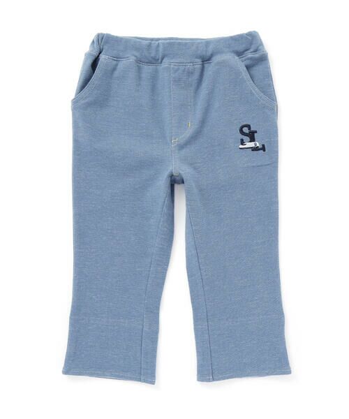 SLAP SLIP / スラップ スリップ ショート・ハーフ・半端丈パンツ | はたらくくるま恐竜乗り物折り返し裾プリントデニム風ツイルニット7分丈パンツ(80~130cm) | 詳細4