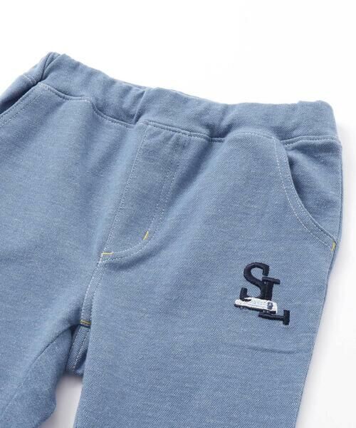 SLAP SLIP / スラップ スリップ ショート・ハーフ・半端丈パンツ | はたらくくるま恐竜乗り物折り返し裾プリントデニム風ツイルニット7分丈パンツ(80~130cm) | 詳細6