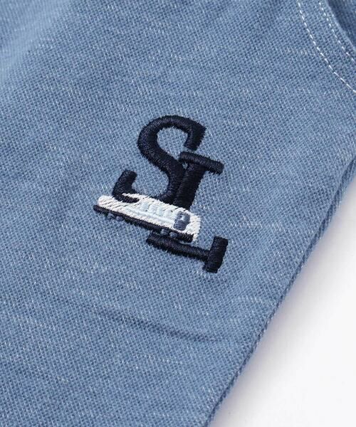 SLAP SLIP / スラップ スリップ ショート・ハーフ・半端丈パンツ | はたらくくるま恐竜乗り物折り返し裾プリントデニム風ツイルニット7分丈パンツ(80~130cm) | 詳細7