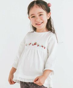 SLAP SLIP / スラップ スリップ カットソー | モチーフ刺しゅう裾フリル7分袖Tシャツ(80~130cm)