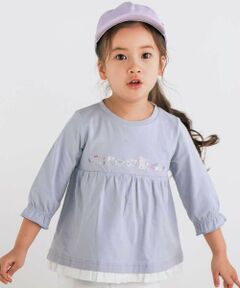 SLAP SLIP / スラップ スリップ カットソー | モチーフ刺しゅう裾フリル7分袖Tシャツ(80~130cm)