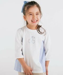 SLAP SLIP / スラップ スリップ カットソー | キラキララインストーンモチーフ切り替え7分袖Tシャツ(80~130cm)