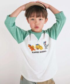 SLAP SLIP / スラップ スリップ Tシャツ | 乗り物恐竜ポコポコサガラ刺しゅう7分袖ラグランTシャツ(80~130cm)