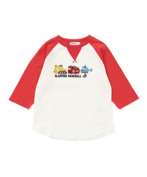 SLAP SLIP / スラップ スリップ Tシャツ | 乗り物恐竜ポコポコサガラ刺しゅう7分袖ラグランTシャツ(80~130cm) | 詳細2