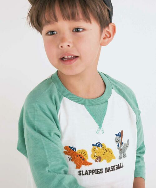 SLAP SLIP / スラップ スリップ Tシャツ | 乗り物恐竜ポコポコサガラ刺しゅう7分袖ラグランTシャツ(80~130cm) | 詳細6