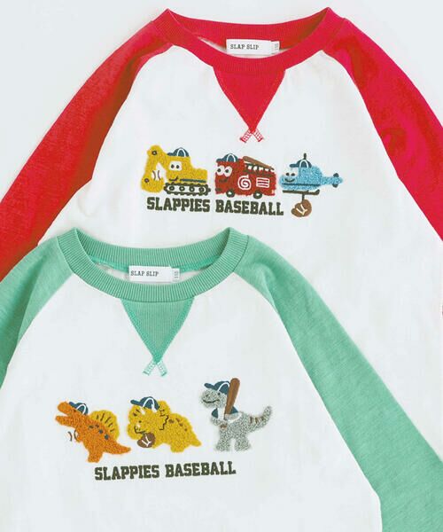SLAP SLIP / スラップ スリップ Tシャツ | 乗り物恐竜ポコポコサガラ刺しゅう7分袖ラグランTシャツ(80~130cm) | 詳細7