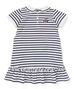 SLAP SLIP / スラップ スリップ ミニ丈・ひざ丈ワンピース | 【お揃い】裾フリルセーラー襟マリンボーダーワンピース(80~130cm)