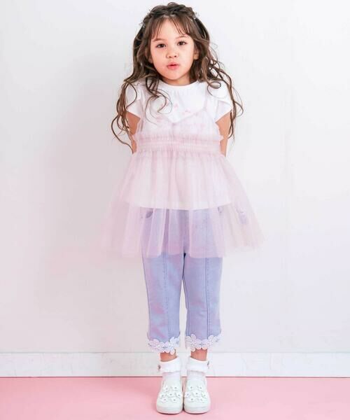 SLAP SLIP / スラップ スリップ その他トップス | ラメチュールキャミソール+半袖Tシャツ2点セット(80~130cm) | 詳細15