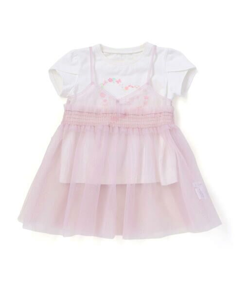 SLAP SLIP / スラップ スリップ その他トップス | ラメチュールキャミソール+半袖Tシャツ2点セット(80~130cm) | 詳細2