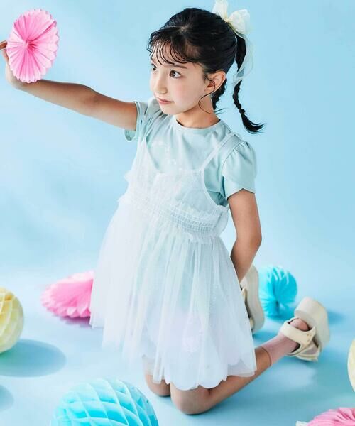 SLAP SLIP / スラップ スリップ その他トップス | ラメチュールキャミソール+半袖Tシャツ2点セット(80~130cm) | 詳細24