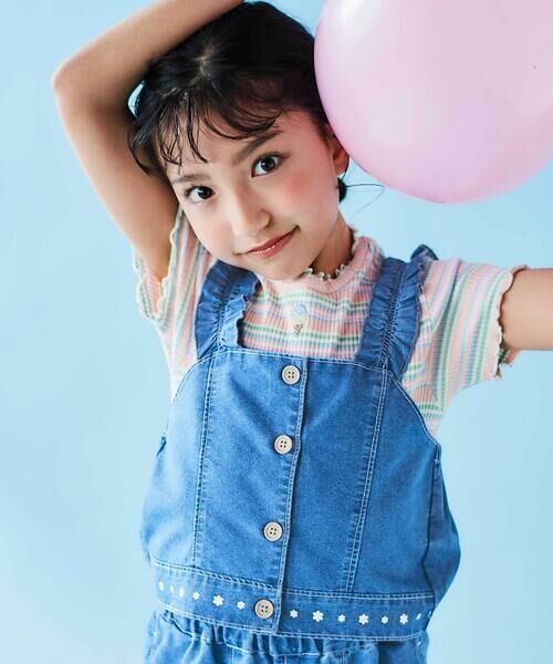 SLAP SLIP / スラップ スリップ セットアップ | フリル肩ひもビスチェ+サイドプリントデニムパンツ2点セット(80~130cm) | 詳細23