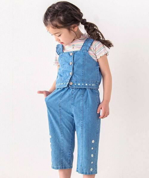 SLAP SLIP / スラップ スリップ セットアップ | フリル肩ひもビスチェ+サイドプリントデニムパンツ2点セット(80~130cm) | 詳細6