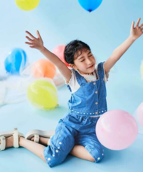 SLAP SLIP / スラップ スリップ セットアップ | フリル肩ひもビスチェ+サイドプリントデニムパンツ2点セット(80~130cm) | 詳細8