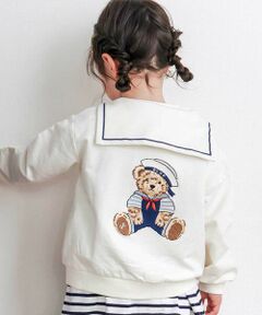 SLAP SLIP / スラップ スリップ パーカー | クマ刺しゅうカンガルーポケットセーラーカラーフルジップパーカー(80~130cm)