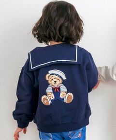 SLAP SLIP / スラップ スリップ パーカー | クマ刺しゅうカンガルーポケットセーラーカラーフルジップパーカー(80~130cm)