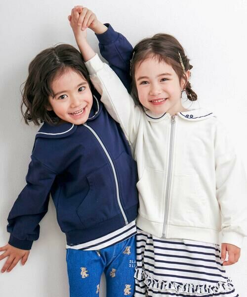 SLAP SLIP / スラップ スリップ パーカー | クマ刺しゅうカンガルーポケットセーラーカラーフルジップパーカー(80~130cm) | 詳細2
