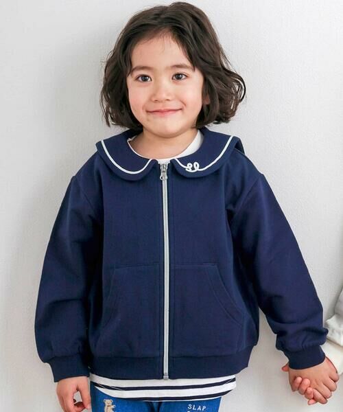 SLAP SLIP / スラップ スリップ パーカー | クマ刺しゅうカンガルーポケットセーラーカラーフルジップパーカー(80~130cm) | 詳細16