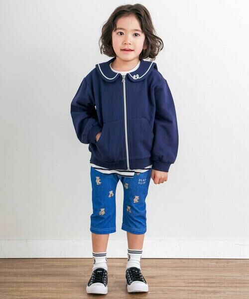 SLAP SLIP / スラップ スリップ パーカー | クマ刺しゅうカンガルーポケットセーラーカラーフルジップパーカー(80~130cm) | 詳細17