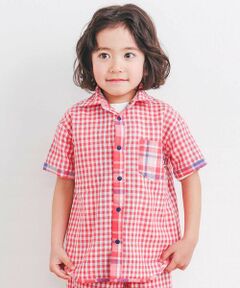 SLAP SLIP / スラップ スリップ シャツ・ブラウス | 【お揃い】ポケット付きダブルガーゼリバーシブル半袖チェックシャツ(80~130cm)