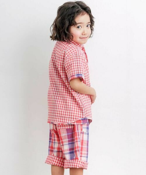 SLAP SLIP / スラップ スリップ シャツ・ブラウス | 【お揃い】ポケット付きダブルガーゼリバーシブル半袖チェックシャツ(80~130cm) | 詳細16