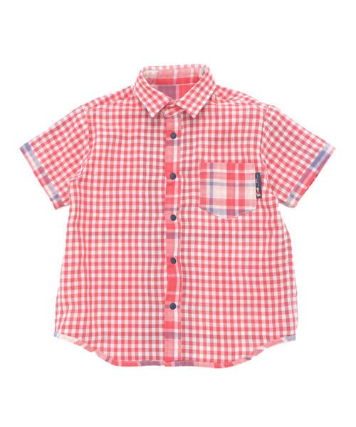 SLAP SLIP / スラップ スリップ シャツ・ブラウス | 【お揃い】ポケット付きダブルガーゼリバーシブル半袖チェックシャツ(80~130cm) | 詳細6