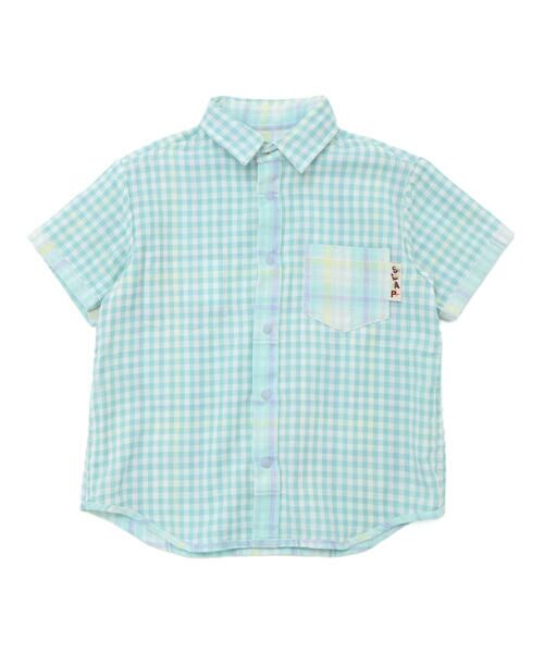 SLAP SLIP / スラップ スリップ シャツ・ブラウス | 【お揃い】ポケット付きダブルガーゼリバーシブル半袖チェックシャツ(80~130cm) | 詳細21