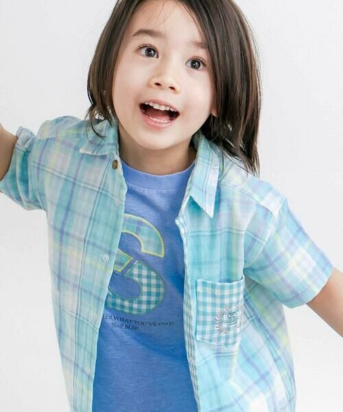SLAP SLIP / スラップ スリップ シャツ・ブラウス | 【お揃い】ポケット付きダブルガーゼリバーシブル半袖チェックシャツ(80~130cm) | 詳細24