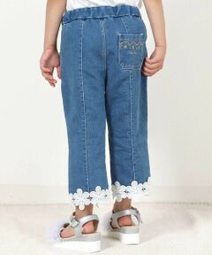 SLAP SLIP / スラップ スリップ デニムパンツ | 裾お花レースデニムニットセンタータック7分丈パンツ(80~130cm)