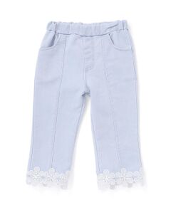 SLAP SLIP / スラップ スリップ デニムパンツ | 裾お花レースデニムニットセンタータック7分丈パンツ(80~130cm)