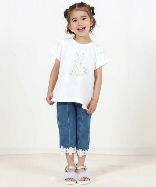 SLAP SLIP / スラップ スリップ デニムパンツ | 裾お花レースデニムニットセンタータック7分丈パンツ(80~130cm) | 詳細2