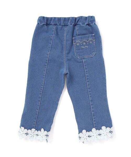 SLAP SLIP / スラップ スリップ デニムパンツ | 裾お花レースデニムニットセンタータック7分丈パンツ(80~130cm) | 詳細3