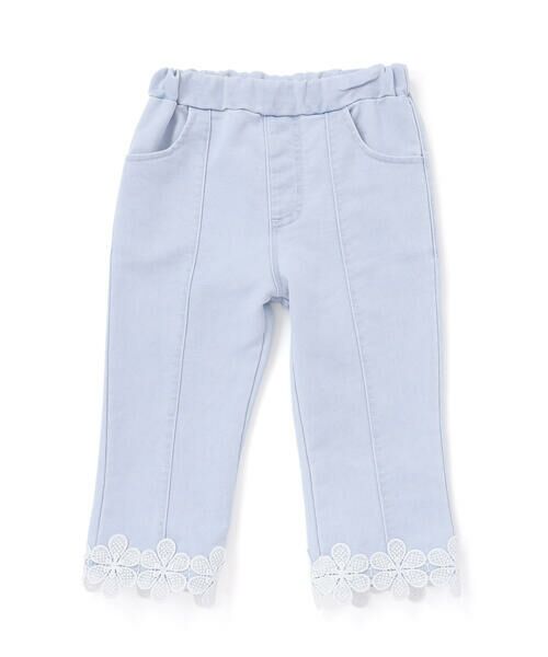 SLAP SLIP / スラップ スリップ デニムパンツ | 裾お花レースデニムニットセンタータック7分丈パンツ(80~130cm) | 詳細9