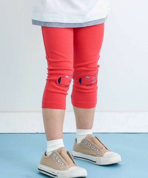 SLAP SLIP / スラップ スリップ ショート・ハーフ・半端丈パンツ | 恐竜電車膝パッチ総柄ミラノリブ7分丈パンツ(80~120cm) | 詳細2