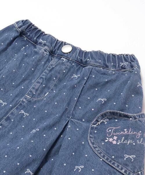 SLAP SLIP / スラップ スリップ ショート・ハーフ・半端丈パンツ | ドットリボンプリント柄ハートポケットタックデニムスカパン(90~130cm) | 詳細7
