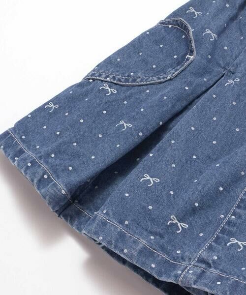 SLAP SLIP / スラップ スリップ ショート・ハーフ・半端丈パンツ | ドットリボンプリント柄ハートポケットタックデニムスカパン(90~130cm) | 詳細9