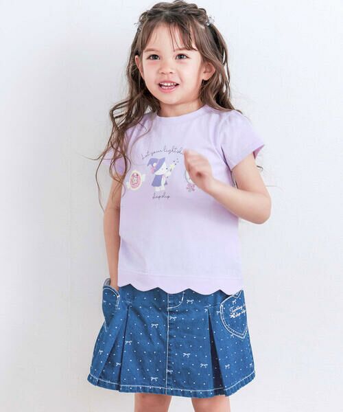 SLAP SLIP / スラップ スリップ ショート・ハーフ・半端丈パンツ | ドットリボンプリント柄ハートポケットタックデニムスカパン(90~130cm) | 詳細2