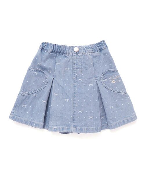 SLAP SLIP / スラップ スリップ ショート・ハーフ・半端丈パンツ | ドットリボンプリント柄ハートポケットタックデニムスカパン(90~130cm) | 詳細19