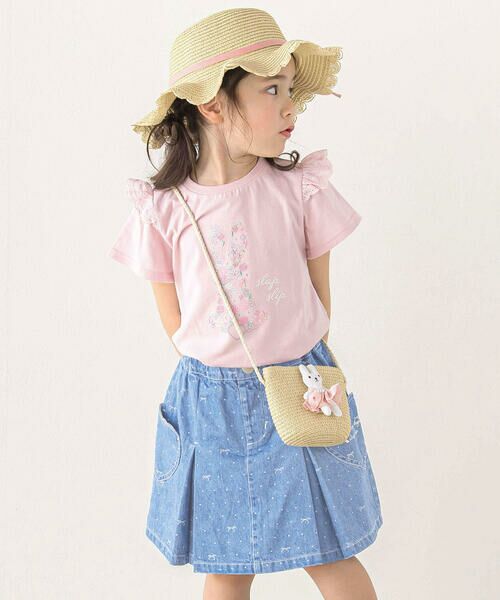 SLAP SLIP / スラップ スリップ ショート・ハーフ・半端丈パンツ | ドットリボンプリント柄ハートポケットタックデニムスカパン(90~130cm) | 詳細14