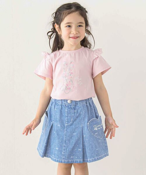 SLAP SLIP / スラップ スリップ ショート・ハーフ・半端丈パンツ | ドットリボンプリント柄ハートポケットタックデニムスカパン(90~130cm) | 詳細15