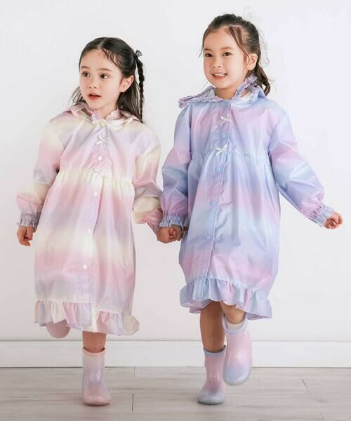 SLAP SLIP / スラップ スリップ その他 | 【お揃い】収納トートバッグ付フリルリボンオーロラレインコート(95~135cm) | 詳細1